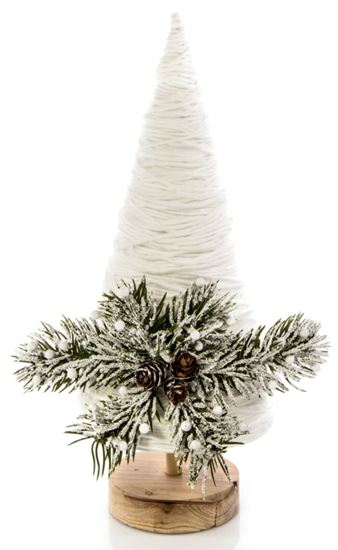 premier-white-wool-christmas-tree-wooden-base