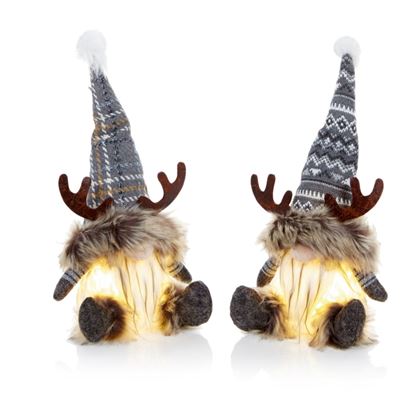 premier-lit-grey-sitting-gnome-reindeer-hat