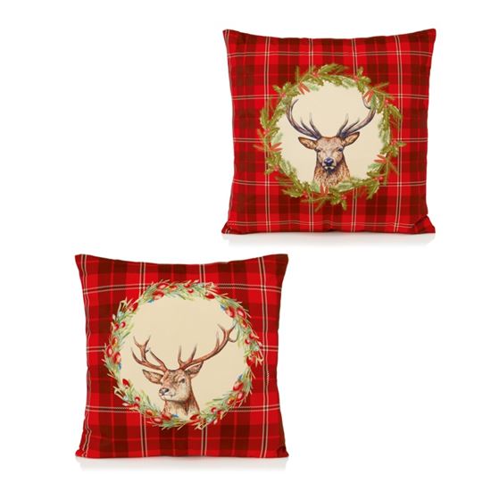 premier-red-tartan-deer-cushion