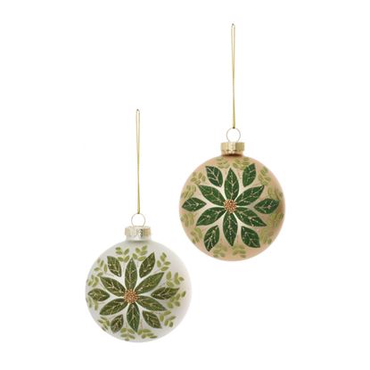 premier-matt-green-flower-glass-bauble
