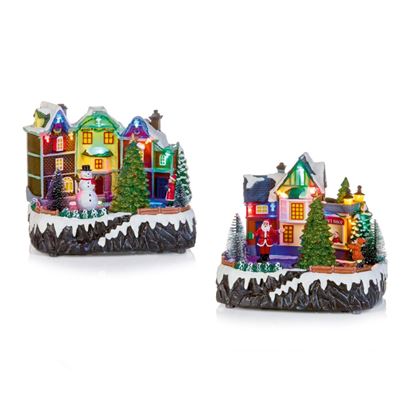 premier-battery-operated-lit-village-santa-snow-snowman