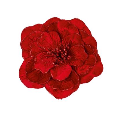 premier-red-velvet-dahlia-gold-glitter-edge-clip-on