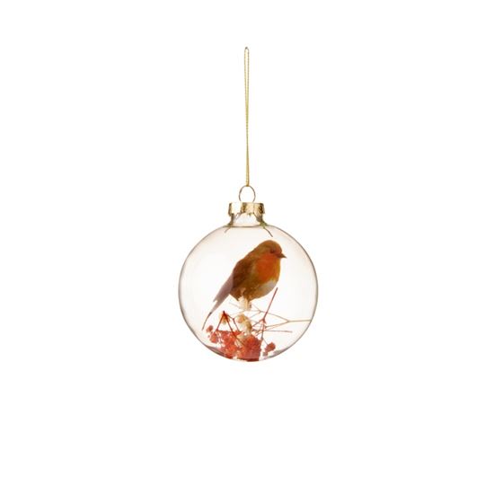 premier-clear-glass-robin-foliage-bauble
